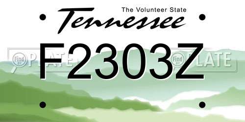 F2303Z Tennessee License Plate