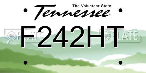 F242HT Tennessee License Plate