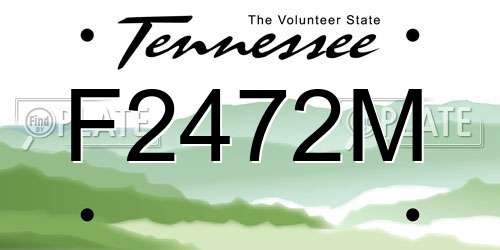 F2472M Tennessee License Plate