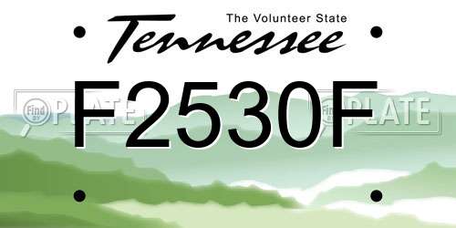 F2530F Tennessee License Plate