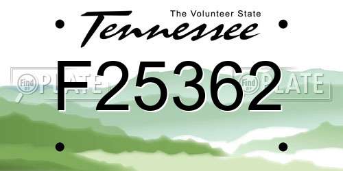 F25362 Tennessee License Plate