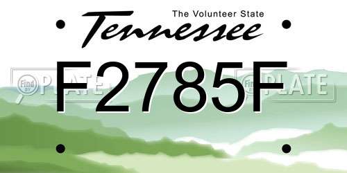 F2785F Tennessee License Plate