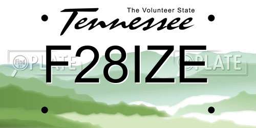 F28IZE Tennessee License Plate