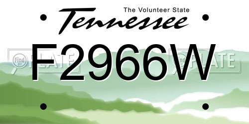 F2966W Tennessee License Plate