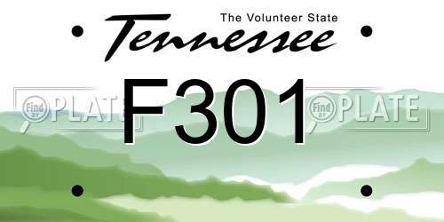 F301 Tennessee License Plate