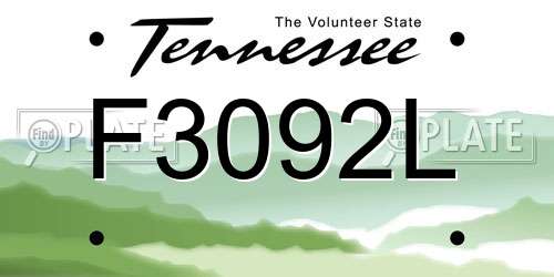 F3092L Tennessee License Plate