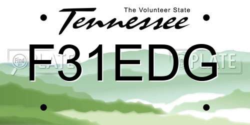F31EDG Tennessee License Plate