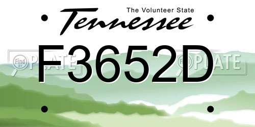 F3652D Tennessee License Plate
