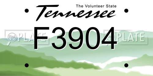 F3904 Tennessee License Plate