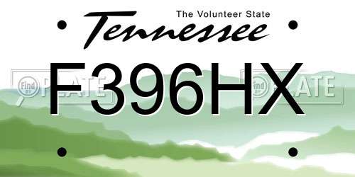F396HX Tennessee License Plate