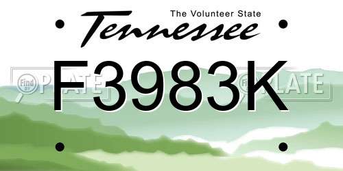 F3983K Tennessee License Plate