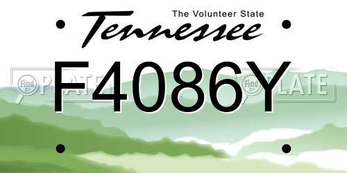 F4086Y Tennessee License Plate