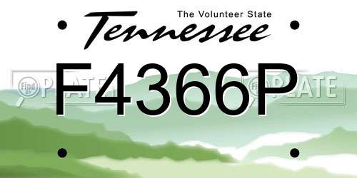 F4366P Tennessee License Plate