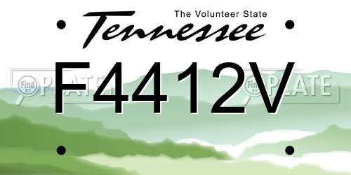 F4412V Tennessee License Plate