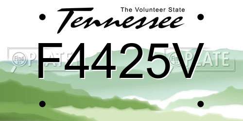 F4425V Tennessee License Plate