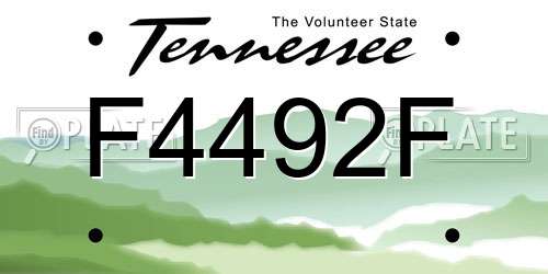 F4492F Tennessee License Plate