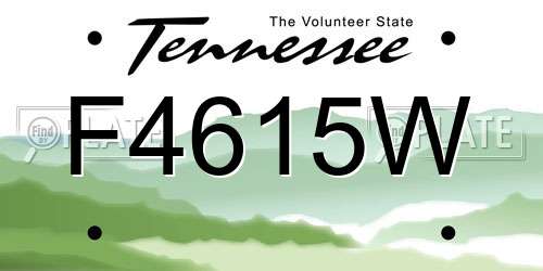 F4615W Tennessee License Plate