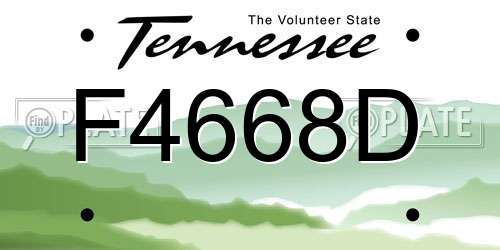 F4668D Tennessee License Plate