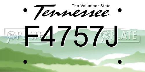 F4757J Tennessee License Plate