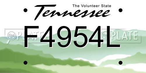 F4954L Tennessee License Plate