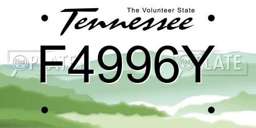 F4996Y Tennessee License Plate