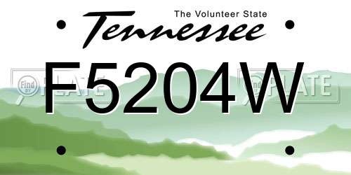 F5204W Tennessee License Plate