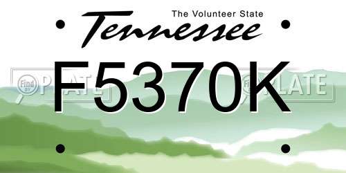F5370K Tennessee License Plate