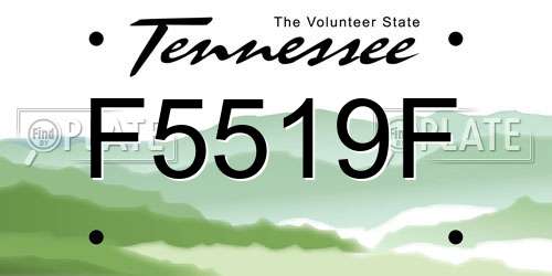 F5519F Tennessee License Plate
