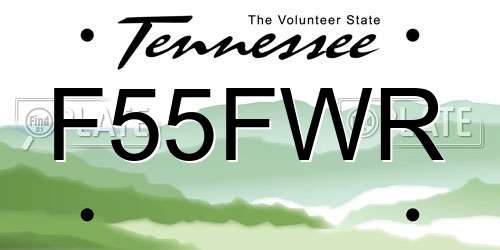 F55FWR Tennessee License Plate