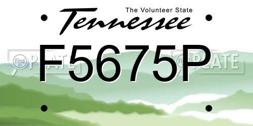 F5675P Tennessee License Plate