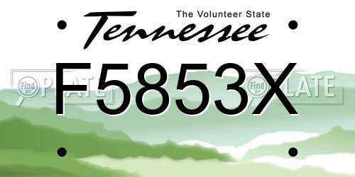 F5853X Tennessee License Plate