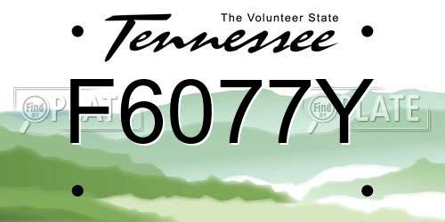 F6077Y Tennessee License Plate