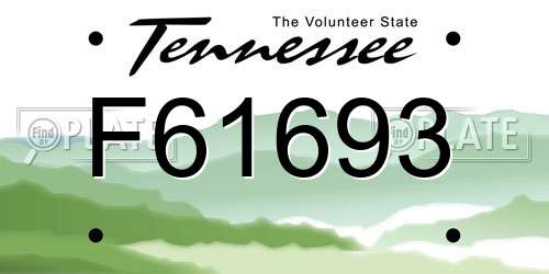 F61693 Tennessee License Plate