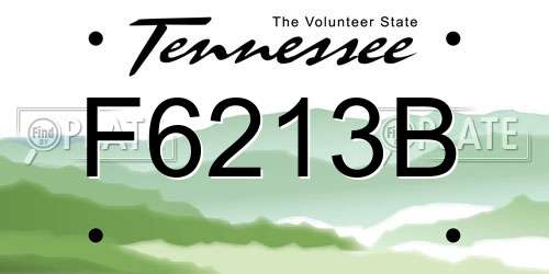F6213B Tennessee License Plate