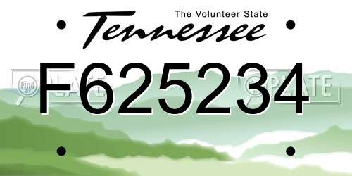 F625234 Tennessee License Plate