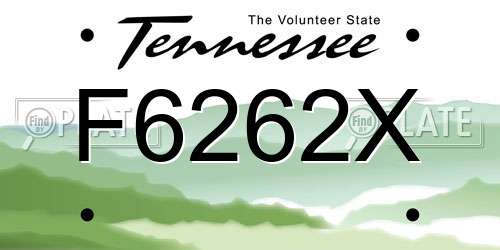 F6262X Tennessee License Plate