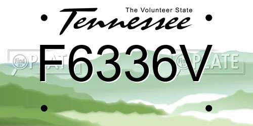 F6336V Tennessee License Plate