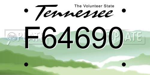 F64690 Tennessee License Plate