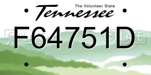 F64751D Tennessee License Plate