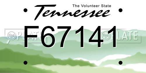 F67141 Tennessee License Plate