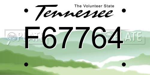 F67764 Tennessee License Plate