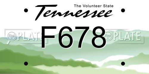 F678 Tennessee License Plate