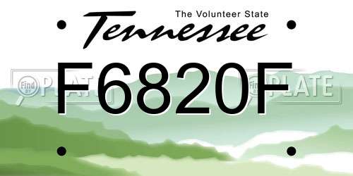 F6820F Tennessee License Plate