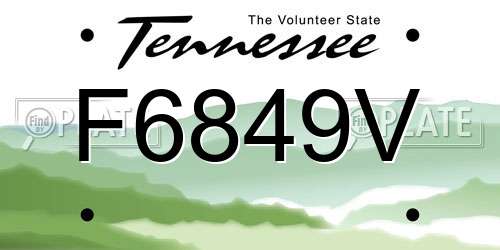F6849V Tennessee License Plate