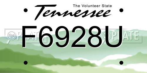 F6928U Tennessee License Plate