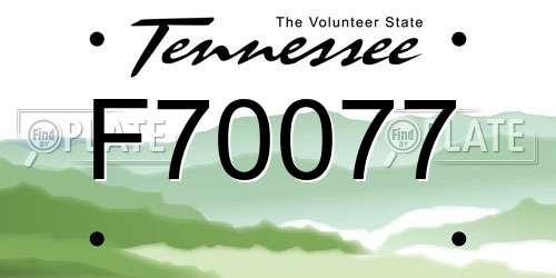 F70077 Tennessee License Plate