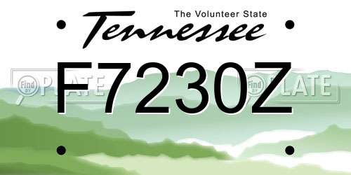 F7230Z Tennessee License Plate