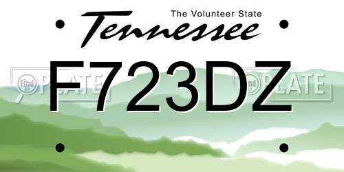 F723DZ Tennessee License Plate
