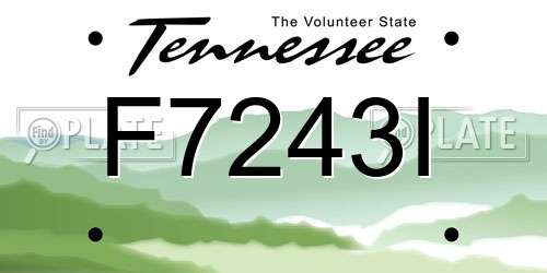 F7243I Tennessee License Plate