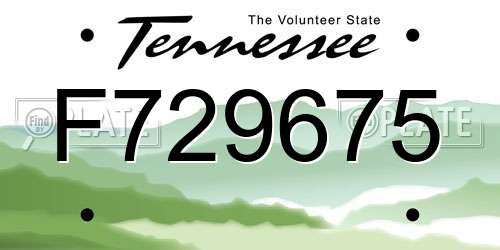 F729675 Tennessee License Plate
